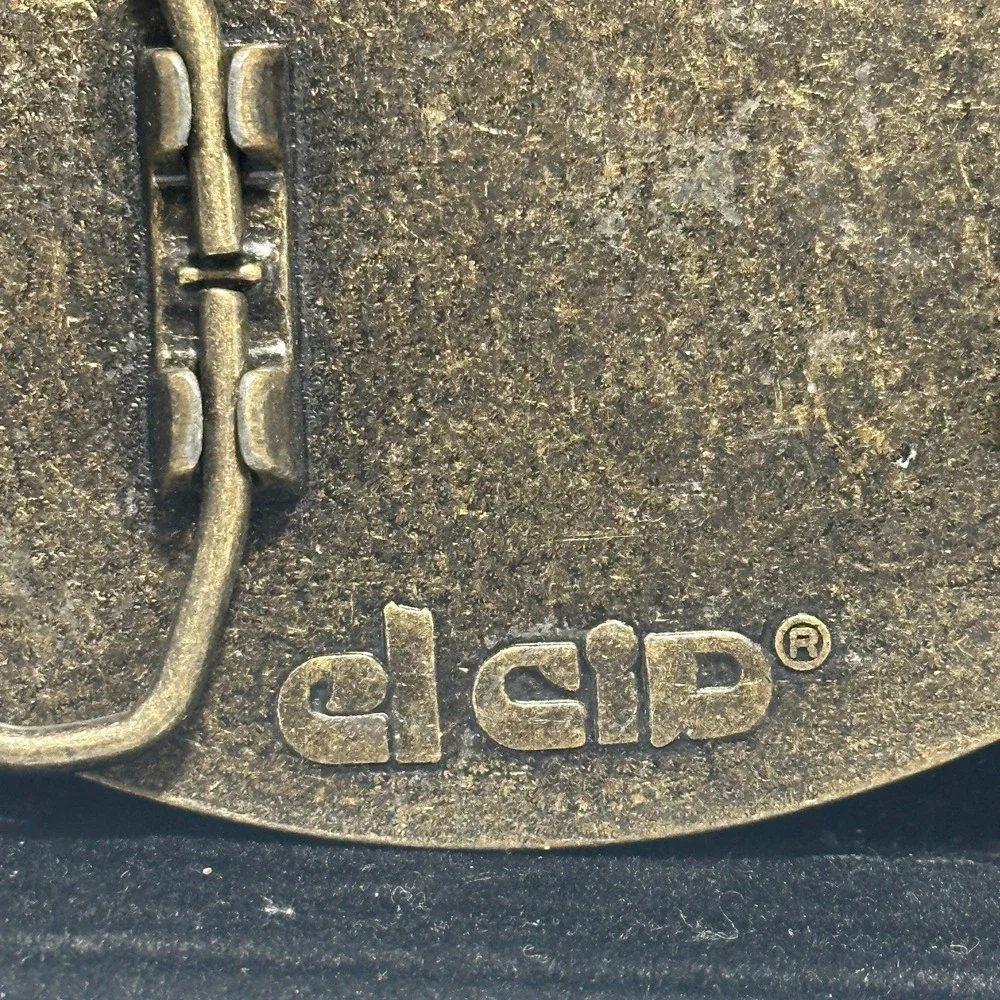 Vintage El Cid Pioneer Hi-Bred Seed Belt Buckle Leather Farm Agriculture Brass